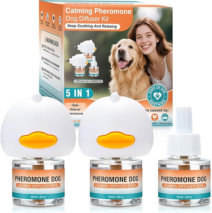 Dog Calming Pheromones Diffuser Advanced Kit Appeasing Pheromone Diffuser for Anxiety Relief Reduce Aggression Fighting Barking Stressto Calm Pet 5 in 1