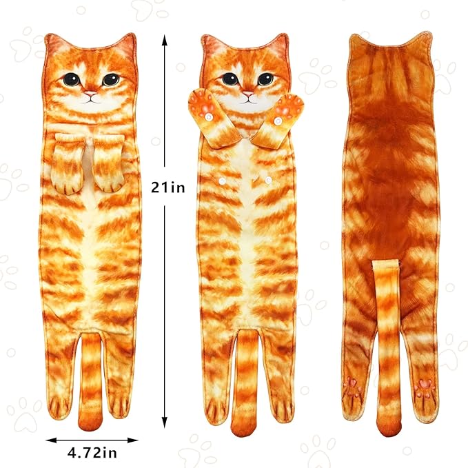 PAT JUUMG Funny Cat Hand Towels for Bathroom Kitchen Decor, Cute Decorative Hanging Face Towels, Super Absorbent Soft, Housewarming Gift, Cat Lovers Gifts for Women (PAT US-4 Pack-Towel)