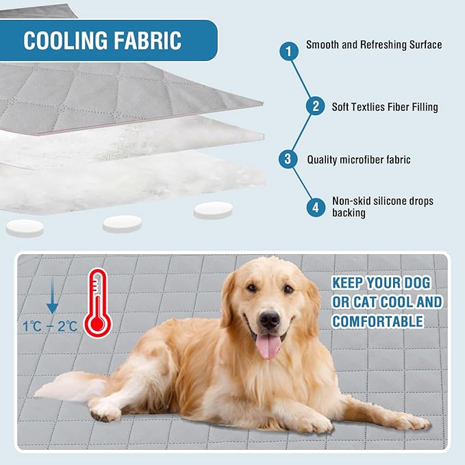 H.VERSAILTEX Dog Cooling Mat, Anti-Slip Couch Protector for Dogs, Blanket Furniture Protector Washable, Pet Couch Cover for Sofa, Non Slip Dog Bed Sofa Cover(32"x74", Glacier Gray)