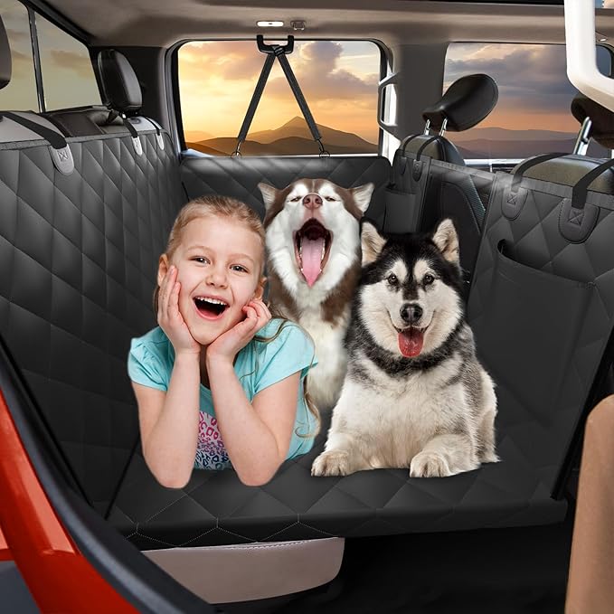 Back Seat Extender for Dogs Truck-Large Space, Dog Pet Seat Cover Back Seat Hard Bottom Holds 400lbs, Waterproof Dog Hammock for Crew Cab Trucks F150, RAM1500, Sierra, Tundra, Silverado