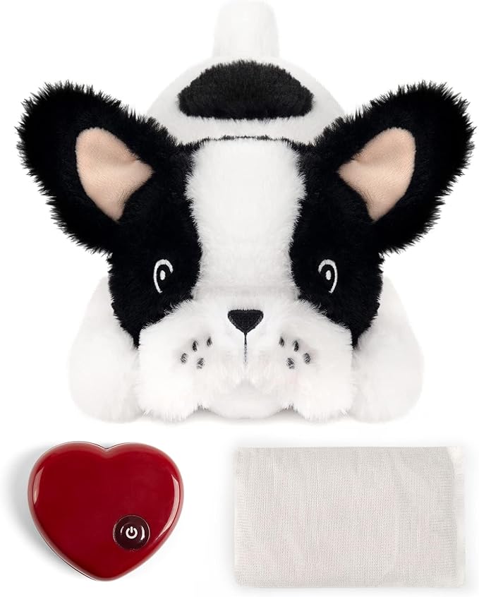 Pet Prime Heartbeat Dog Toy for Puppy - with Warmer Bag Separation Anxiety Toys for Pet Soft Sleep Aid Toy Stuffed Animal Bulldog