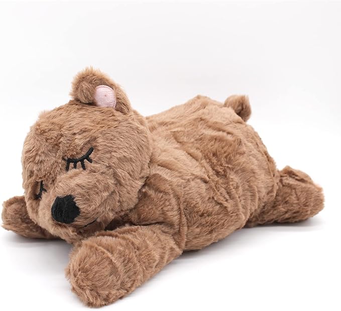 3T GROUP Puppy Heartbeat Toy Sleep Aid Dog Heartbeat Stuffed Animal Bear Toy for Puppy Essentials Anxiety Relief Plush Pillow Calming Aid Comfort Toys for Dogs(Coffee)