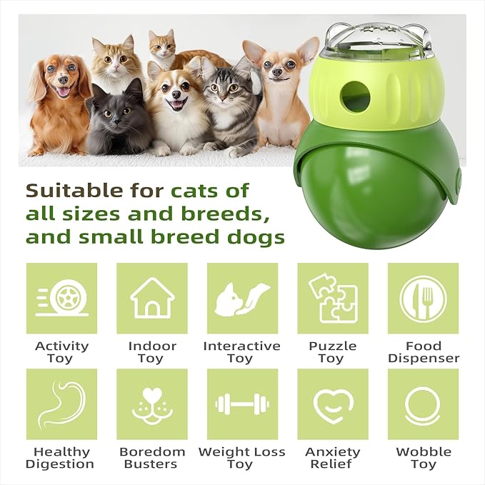 Interactive Wobble Cat Treat Dispenser – Slow Feeder Toy for Boredom & Overeating