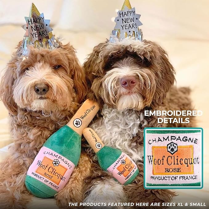 Haute Diggity Dog Woof Clicquot Rose', Plush Designer Dog Toys with Interactive Squeaker, Stimulating Pet Enrichment, Machine-Washable & Safe Materials for All Breeds, Size XL