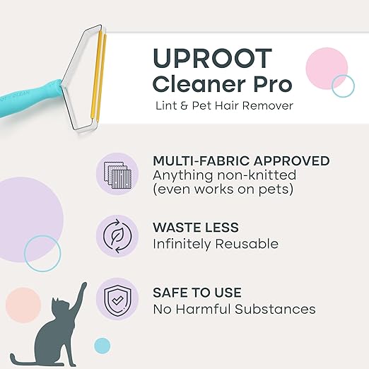 Uproot Cleaner Pro Pet Hair Remover & Electrostatic Pet Hair Removal Glove for Cats & Dogs: Special Multi Fabric Edge Tool for Non-Knit Surfaces, Furniture, Clothes & Car Upholstery – Gets Every Hair!
