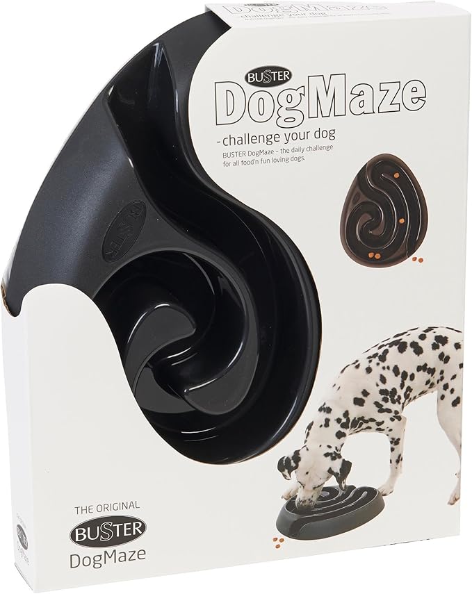 Kruuse Buster DogMaze Black Bowl – Non-Toxic Interactive Slow Feeder for Better Digestion & Energy