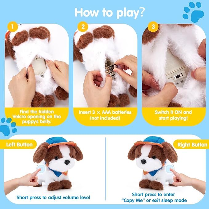 hahaland Robot Dog Realistic Interactive Plush Kids Toy Voice Controlled Talking Acts Like a Real Puppy with 12 Commands, Singing & Dancing, Emotional Support Pet Toy Gift for Boys & Girls Ages 3+