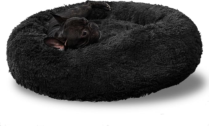 Washable Dog Round Bed - Medium Donut Dog Bed, Comfy Calming Cuddler