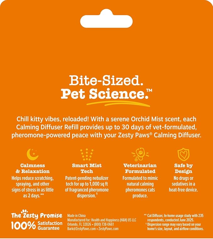 Zesty Paws 30 Day Cat Pheromones Calming Diffuser Plug-in Starter Kit - Cat Calming Diffuser for Cats with Stress, Urine Spraying, Scratching, Excessive Grooming & Aggression - 3 Pack Refill