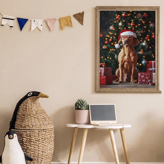 Calm Dog Art Kits for Adults, Christmas 5d DIY Diamond Painting by Numbers Kit for Adults, Full Drill Diamond for Gift Wall Decor Gem Arts 18 * 25Inch