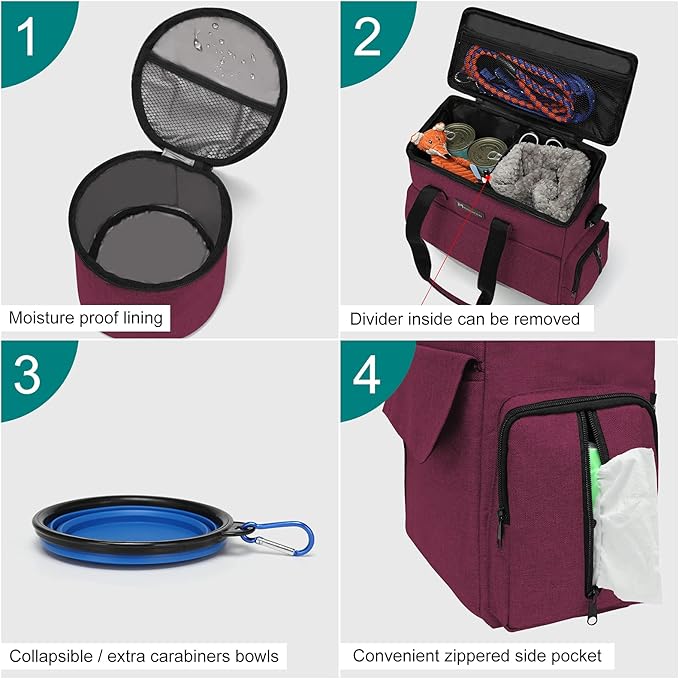 Airline Travel Bag – All-in-One Pet Weekend Set + Collapsible Bowls