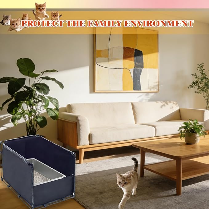 Extra Large Cat Litter Box Enclosure–Big Covered Litterbox with High Front Splash Guard, Waterproof&Portable Litter Box Cover for Indoor Cats,Kittens,Multiple Pets (Medium)