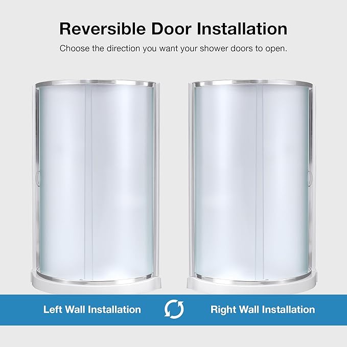 OVE Decors Breeze 34 in. Corner Shower Frosted Sliding Door, With Base and Walls in Chrome Finish