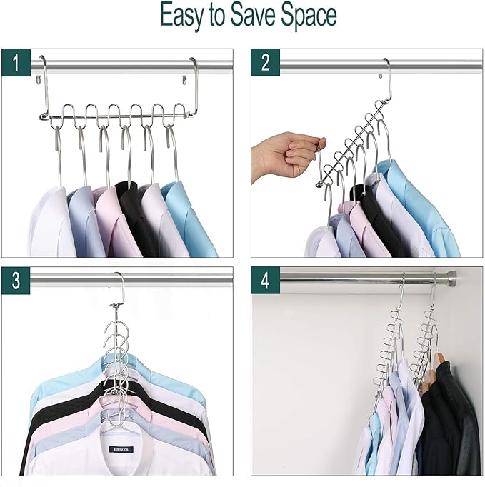 GEFTOL Metal Space Saving Hangers 12 Slots New Version Hanger Magic Cascading Hanger Closet Wardrobe Clothes Organizer(20 Pack)