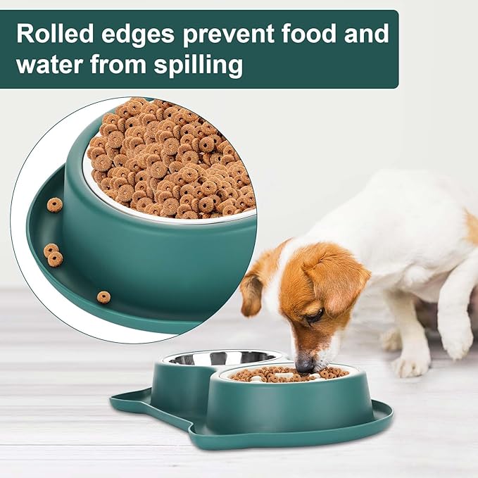 Dog Slow Feeder Dog Water and Food Bowls Stainless Steel Bowls Non Slip Anti Skid Pet Puppys and Kitties Dishes for Small Medium