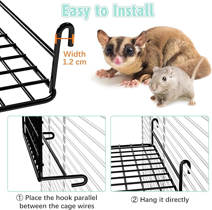 BNOSDM 4 PCS Sugar Glider Toy Stainless Steel Platform Squirrel Perch with Climbing Ladder Small Animals Cage Accessories for Guinea Pig, Chinchillas, Gerbils, Mice, Rats, Mouse