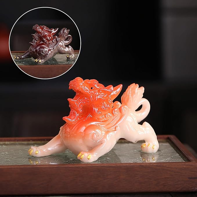 Color Changing Tea Pet, Tea Set Accessories Traditional Gongfu Tea Set Accessory, for Tea Lover Friends (red pixiu)