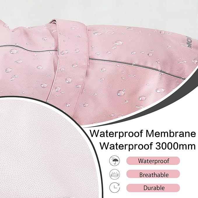 Waterproof Dog Raincoat, Adjustable Lightweight Dog Rain Jacket with Reflective Strip Leash Hole for Small Medium Large Dogs (Pink, Large(22-37lb))