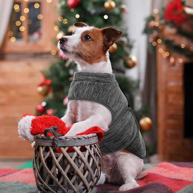 Queenmore Medium Dog Sweaters, Soft Fleece Vest Pullover Dog Jacket with Leash Hole, Warm Winter Dogs Clothes Cold Weather Doggy Dachshund Sweater for Medium Dogs Cats Boy or Girl (Cationic Gray, M)