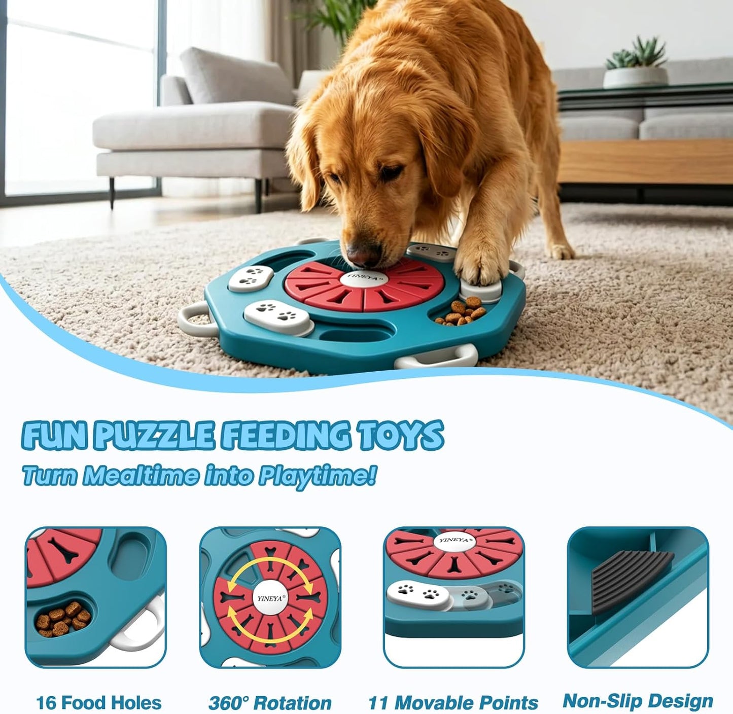 YINEYA Dog Puzzle Toy, Enrichment Toys for Dogs Training IQ & Treat Brain Games, Dog Toys to Keep Them Busy, Mental Stimulation for Dogs, Puppy Toy for Treat Dispensing, Puzzle for Small, Medium, Cats