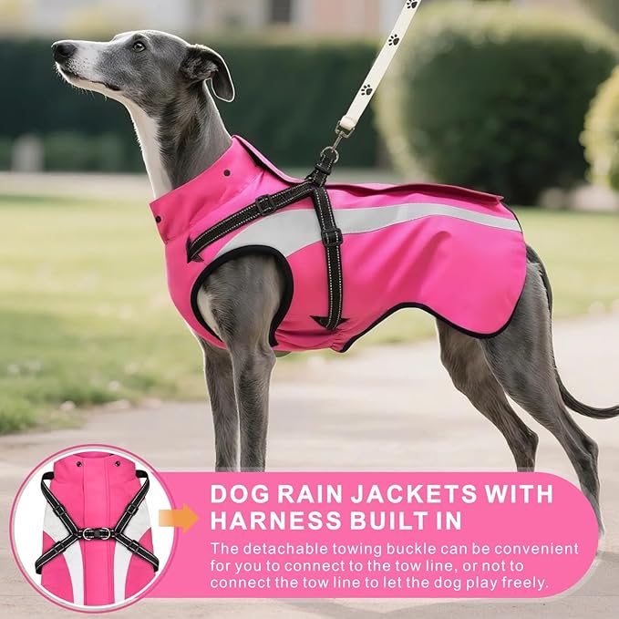 Mosucoirl Dog Raincoat Waterproof Raincoats for Dog Reflective Dogs Rain Jackets with Hood Hoodie Pet Rain Poncho Coat for Small Medium Large Dogs Puppies S-XXL (Pink, S)
