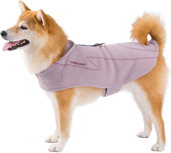 VIVAGLORY Dog Fleece Coat Warm Jacket with Hook and Loop Fastener, Easy to Take on and Off, Winter Vest Sweater for Small Medium Large Dogs Puppy Windproof Clothes for Cold Weather, Pink, XXS
