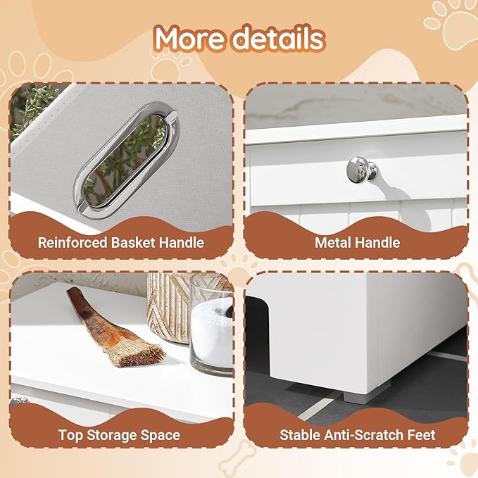 Dog Food Storage Cabinet with Tilt-Out Bin and Open Shelves, Pet Storage Organizer Cabinet with Magnetic Door and Anti-Tip Design, White Kitchen or Bathroom Furniture, BZR105-W