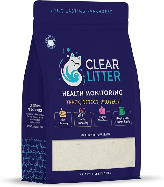 Crystal Cat Litter with Color-Changing Health Monitoring Crystals – 30-Day Odor Control, Low Dust, Non-Clumping, Ultra Absorbent, Safe for Multi-Cat Households, Easy Clean Silica Gel
