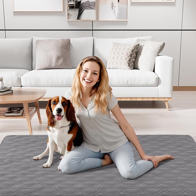 Smiry Waterproof Dog Blanket, 68x82 Inch Soft Pet Bed Cover Reversible, Washable Sofa Couch Furniture Protector for Small Medium Large Dog Puppy Cat, Geometric, Grey/Light Grey