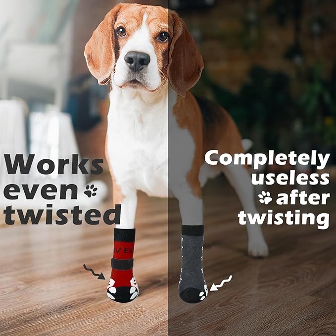 EXPAWLORER Anti-Slip Dog Socks-Double Sides Grips Traction Control on Hardwood Floor,Dog Shoes for Hot/Cold Pavement,Best Paw Protector,Prevents Licking,for Puppy Small Medium Large Senior Dogs
