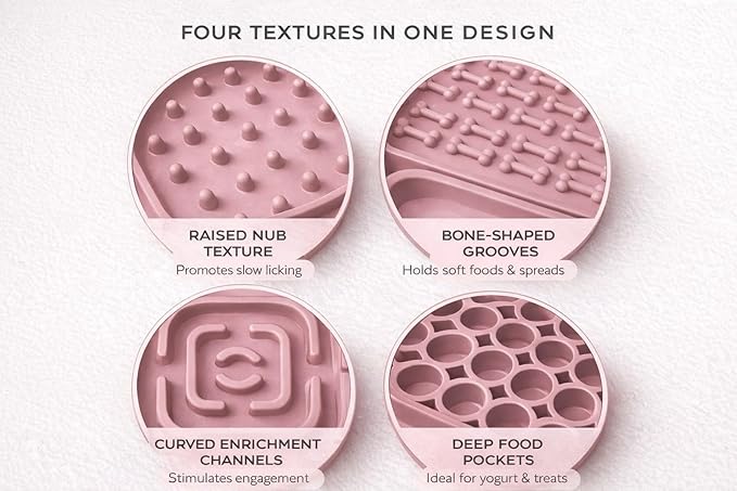 Hearth & Paw Silicone Lick Mat for Dogs – Slow Feeder & Enrichment Mat, Food-Grade 100% BPA-Free Silicone, Mental Stimulation,Better Digestions, Anxiety Relief, Multiple Colors Available (Blush Pink)
