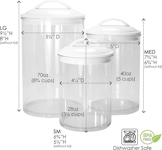 Calypso Basics by Reston Lloyd Acrylic Storage Canisters, Set of 3, Orange