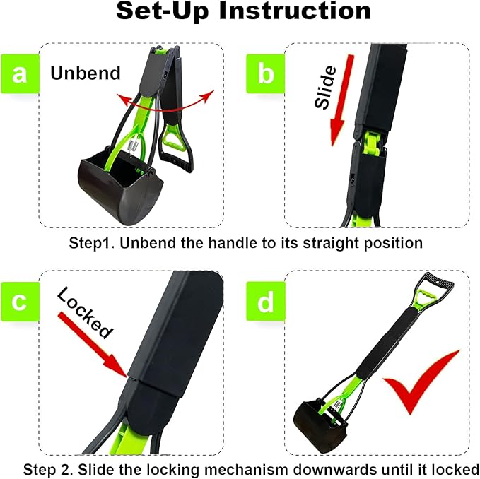 2-Pack Pooper Scooper for Large Small Dogs Heavy Duty, 28" Long Handle Poop Scoop for Yard, Grass, Gravel, Dog Poop Grabber with High Strength Material and Durable Spring