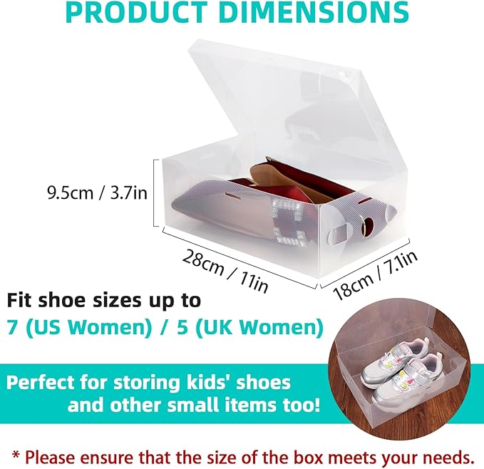 kilofly 15 Kids Women Smart Storage Containers Foldable Clear Shoe Box Set