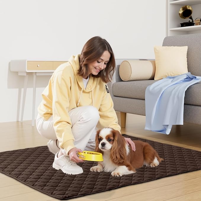 Smiry Waterproof Dog Bed Cover Blanket, Soft Reversible Pet Blanket, Washable Leakproof Cats Dogs Couch Cover for Sofa, Couch, Furniture, Plaid (82x120 Inch, Chocolate/Dark Grey)