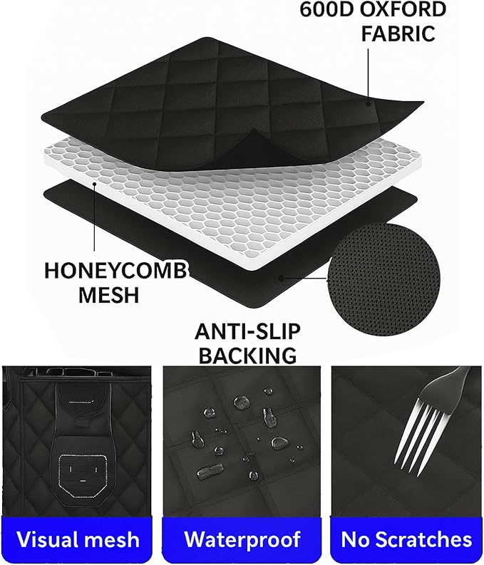 Dog Car Seat Cover for Back Seat, Hard Bottom Back Seat Extender for Dogs, Waterproof Dog Hammock for Car, Heavy Duty Dog Bed for Car, Car Dog Cover Back Seat, Non-Slip Pet Protector