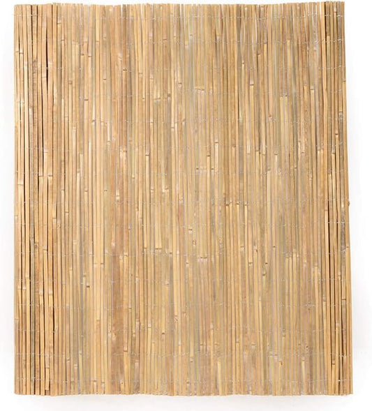 Mininfa Natural Bamboo Slat Screening, Eco-Friendly Privacy Slat Fence, Bamboo Screen Panel Roll for Balcony or as Wind and Sight Protection (2m x 4m)