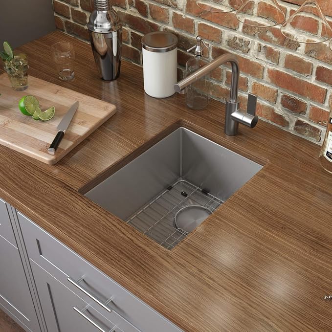 Ruvati 12 x 18 inch Rounded Corners Undermount Bar Prep Sink Tight Raduis - 16 Gauge Stainless Steel Bar Sink Single Bowl with Brushed Finish hides scratches, Easy-to-Clean Undermount Sinks - RVH7112