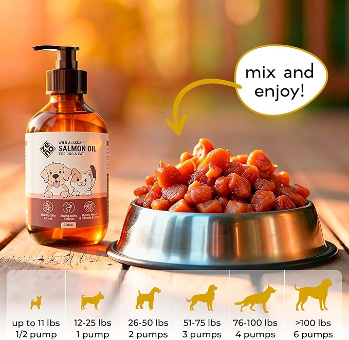ZENO Wild Alaskan Salmon Oil for Dogs & Cats - Pure Fish Oil for Dogs with Omega 3, EPA & DHA Supplements for Skin & Coat, Joint and Brain Support, Heart & Immune System - 8.5 oz