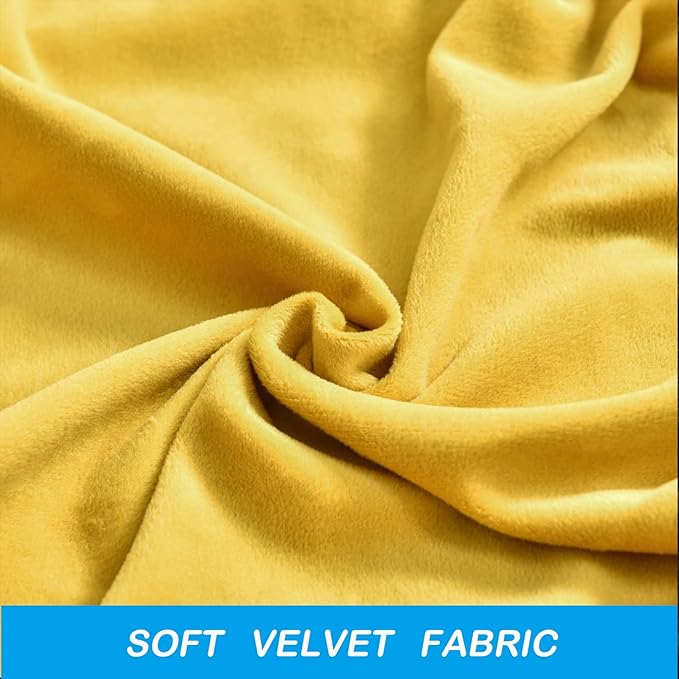 OBCREAT Wingback Chair Covers,2 Piece Stretch Velvet Wingback Chair Slipcover Soft Wing Chair Sofa Covers with Elastic Bottom,Armchair Couch Cover Furniture Protector for Living Room (Yellow)