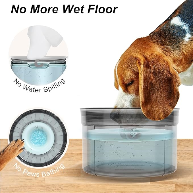 1Gallon No Spill Dog Water Bowl-3.8L Large Capacity, BPA-Free, Anti-Splash & Anti-Digging Design with Non-Slip Base for Messy Drinkers