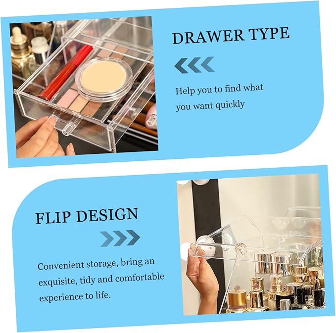 Acrylic Cosmetic Storage Box Lid Decorative Organizer Makeup Storage Case