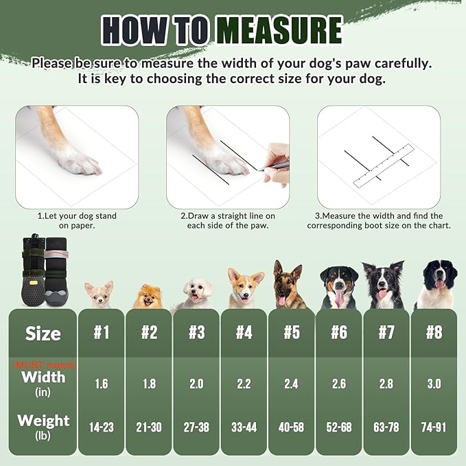 Lukovee Dog Shoes - Waterproof Fleece Lined Dog Boots for Large Small Medium Dogs, Reflective Booties with Non-Slip Rubber Sole for Rain Winter Cold Weather (Black,Size 7)