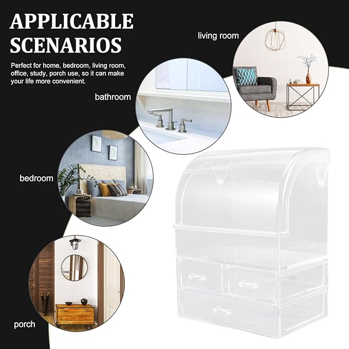 MERRYHAPY Large Capacity Makeup Organizer Box Acrylic Drawer Storage Desktop Makeup Organizer