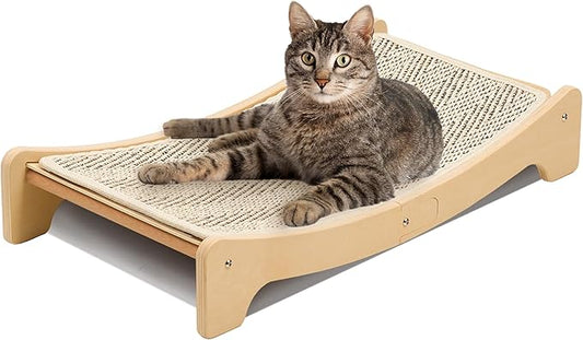 PETKARAY Sisal Cat Scratching Board, Curved Sisal Cat Scratcher, Large Indoor Kitty Scratch Pad, Heavy Duty Arc Lounge Bed for Kitten