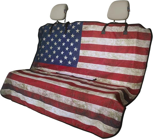 Back Seat Cover for Car Trucks Van SUV,Waterproof Rear Bench Towel Seat Covers for Dogs and Kids,Automotive Backseat Protector (American Flag)