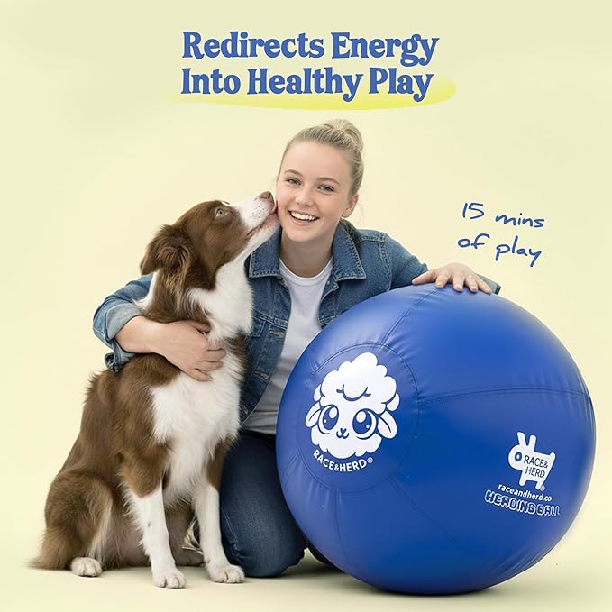 Race&Herd 22" Original XXL Herding Ball for Dogs - Herding Toys, Giant Dog Ball for Australian Shepherds, Border Collies - Durable Dog Outdoor Training Toy for Small & Medium Breeds (Blue)