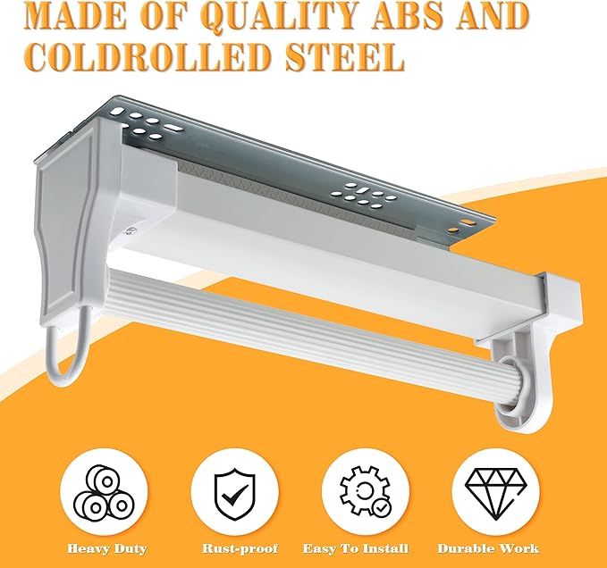 Alise 12 Inch Pull Out Clothes Hanger Rack for Closet,Heavy Duty Closet Rod with Automatic Soft-Close Mechanism for Closets,Closet Pull Out Metal Rod Organizer Hangers for Coats Pants Hangers,White