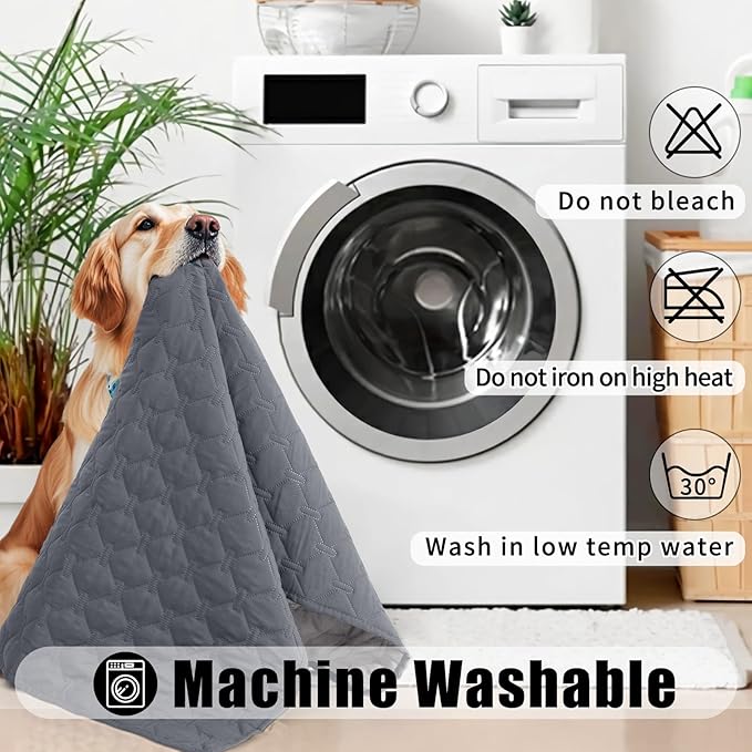 Smiry Waterproof Dog Bed Cover Blanket, Soft Reversible Pet Blanket, Washable Leakproof Cats Dogs Couch Cover for Sofa, Couch, Furniture, Plaid (30x70 Inch, Grey/Light Grey)