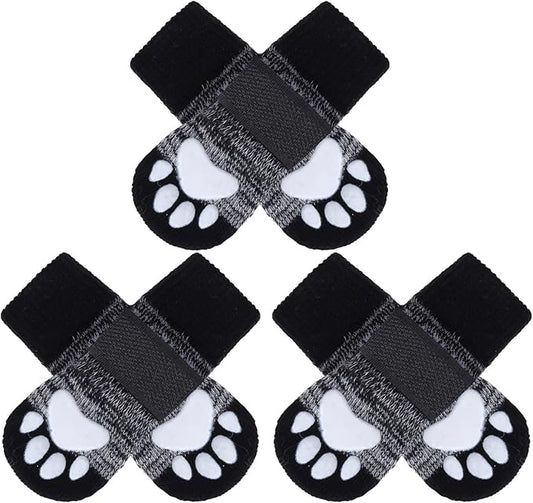 EXPAWLORER 6PCS Anti-Slip Dog Socks to Prevent Licking Paws,Dog Shoes for Hot Pavement,Best Paw Protector Traction Control on Hardwood Floor,Dog Booties for Puppy Small Medium Large Senior Dogs